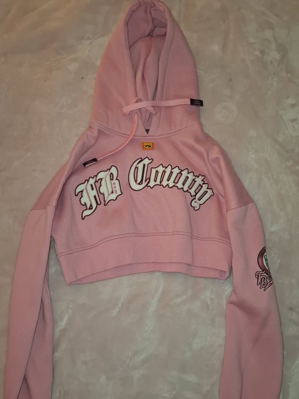 FB County Cropped Pink Hoodie